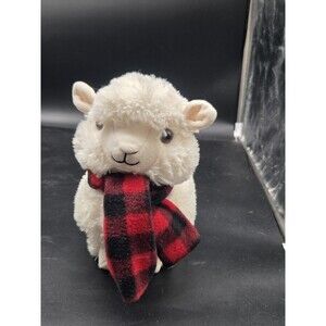JoAnn Llama Alpaca Cream 10” Plush Red Black Plaid Scarf Dan Dee 2021
